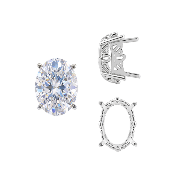 Four Prong Oval Filigree Settings in Sterling Silver (5.00 x 3.00 mm - 20.00 x 15.00 mm)