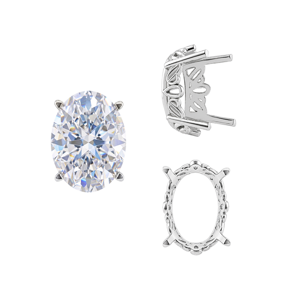 Four Prong Oval Filigree Settings in Sterling Silver (5.00 x 3.00 mm - 20.00 x 15.00 mm)