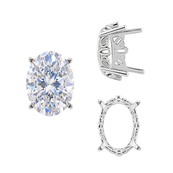 Four Prong Oval Filigree Settings in Sterling Silver (5.00 x 3.00 mm - 20.00 x 15.00 mm)