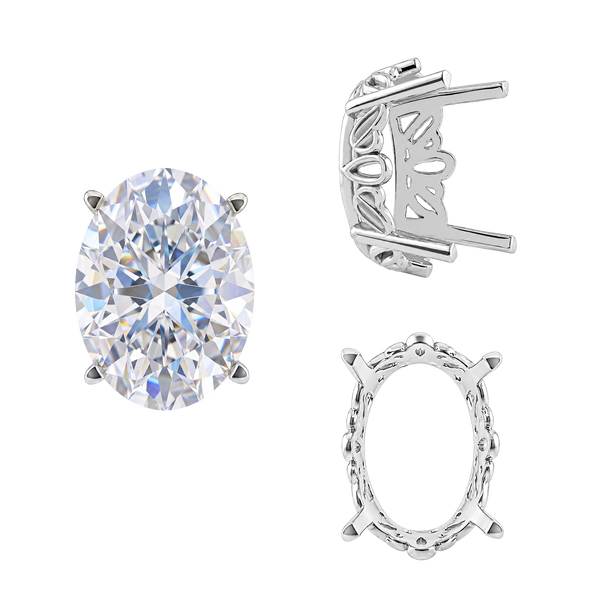 Four Prong Oval Filigree Settings in Sterling Silver (5.00 x 3.00 mm - 20.00 x 15.00 mm)
