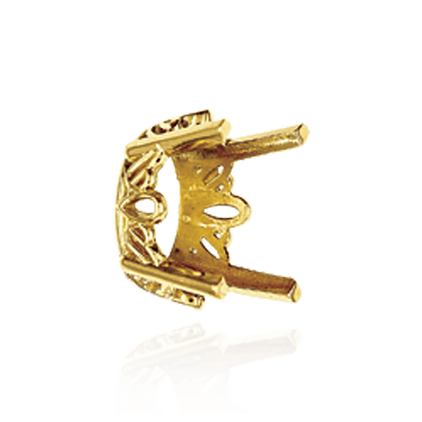 Four Prong Oval Filigree Settings in 14K Gold (5.00 x 3.00 mm - 22.00 x 16.00 mm)