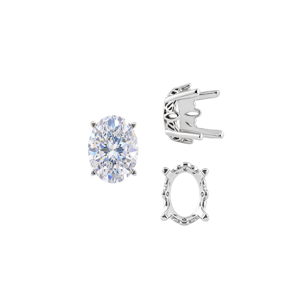 Four Prong Oval Filigree Settings in Sterling Silver (5.00 x 3.00 mm - 20.00 x 15.00 mm)