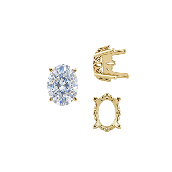 Four Prong Oval Filigree Settings in 14K Gold (5.00 x 3.00 mm - 20.00 x 15.00 mm)