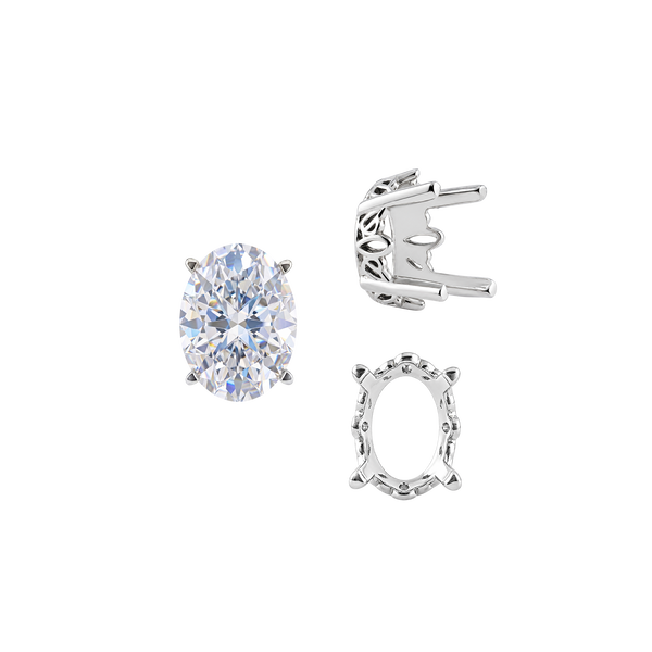 Four Prong Oval Filigree Settings in Sterling Silver (5.00 x 3.00 mm - 20.00 x 15.00 mm)