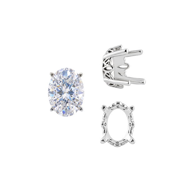 Four Prong Oval Filigree Settings in Sterling Silver (5.00 x 3.00 mm - 20.00 x 15.00 mm)