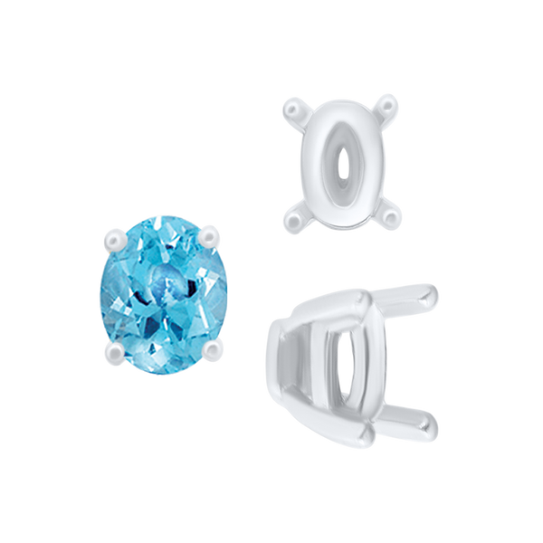 Four Prong Oval Tapered Settings in 18K Gold (4.00 x 3.00 mm - 13.00 x 10.00 mm)