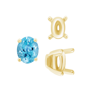 Four Prong Oval Tapered Settings in 14K Gold (6.00 x 4.00 mm - 12.00 x 8.00 mm)