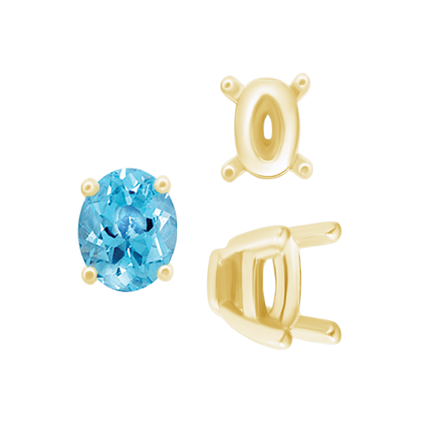 Four Prong Oval Tapered Settings in 18K Gold (4.00 x 3.00 mm - 13.00 x 10.00 mm)
