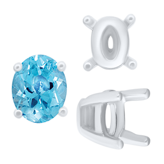 Four Prong Oval Tapered Settings in Sterling Silver (6.00 x 4.00 mm - 12.00 x 8.00 mm)