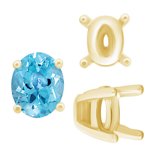 Four Prong Oval Tapered Settings in 14K Gold (6.00 x 4.00 mm - 12.00 x 8.00 mm)