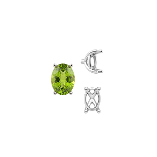 Four Prong Oval Tapered Basket Settings in Sterling Silver (5.50 x 3.50 mm - 11.50 x 9.50 mm)