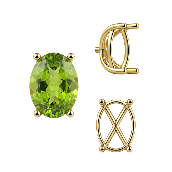 Four Prong Oval Tapered Basket Settings in 14K Gold (5.50 x 3.50 mm - 11.50 x 9.50 mm)