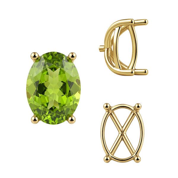 Four Prong Oval Tapered Basket Settings in 14K Gold (5.50 x 3.50 mm - 11.50 x 9.50 mm)