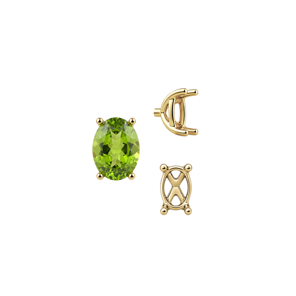 Four Prong Oval Tapered Basket Settings in 14K Gold (5.50 x 3.50 mm - 11.50 x 9.50 mm)
