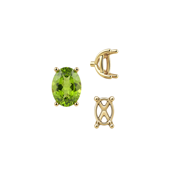 Four Prong Oval Tapered Basket Settings in 14K Gold (5.50 x 3.50 mm - 11.50 x 9.50 mm)