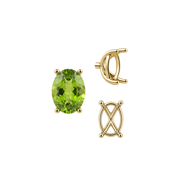 Four Prong Oval Tapered Basket Settings in 14K Gold (5.50 x 3.50 mm - 11.50 x 9.50 mm)