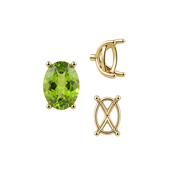 Four Prong Oval Tapered Basket Settings in 14K Gold (5.50 x 3.50 mm - 11.50 x 9.50 mm)