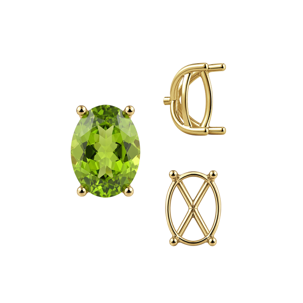 Four Prong Oval Tapered Basket Settings in 14K Gold (5.50 x 3.50 mm - 11.50 x 9.50 mm)
