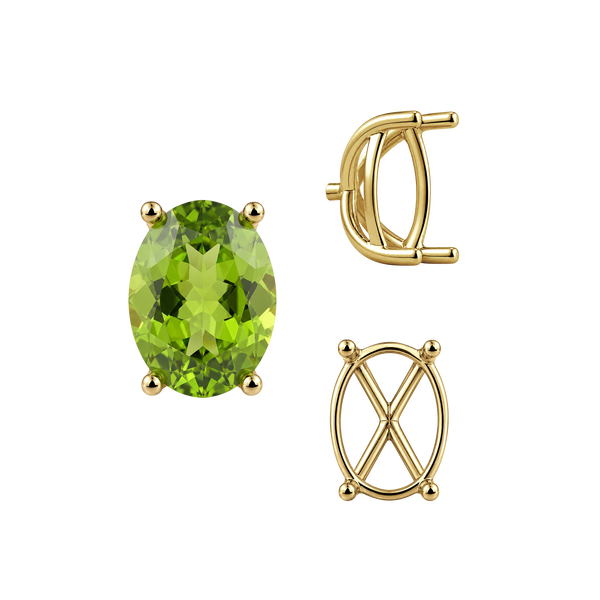 Four Prong Oval Tapered Basket Settings in 14K Gold (5.50 x 3.50 mm - 11.50 x 9.50 mm)