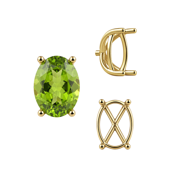 Four Prong Oval Tapered Basket Settings in 14K Gold (5.50 x 3.50 mm - 11.50 x 9.50 mm)