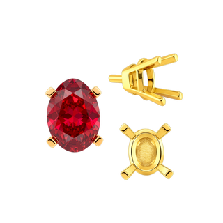 Four Prong Oval Tapered Settings With Peg in 14K Gold (5.00 x 3.00 mm - 12.00 x 10.00 mm)