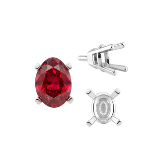 Four Prong Oval Tapered Settings With Peg in Sterling Silver (5.00 x 3.00 mm - 12.00 x 10.00 mm)