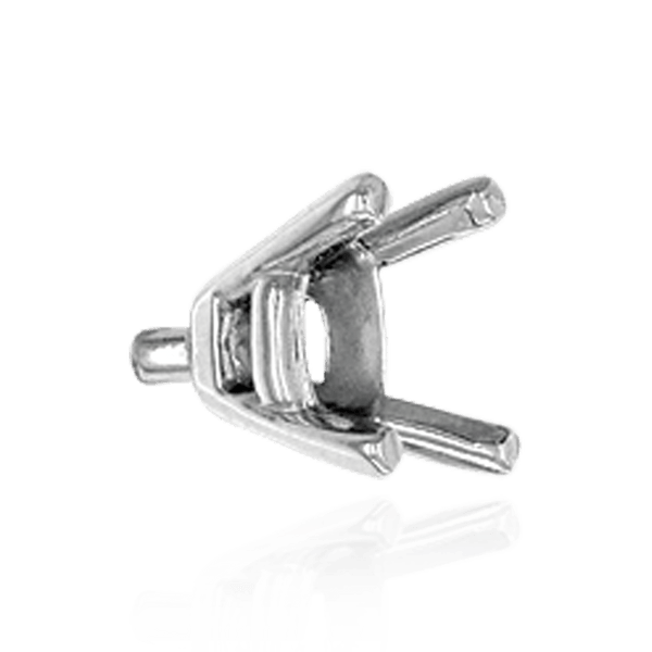 Four Prong Oval Tapered Settings With Peg in Sterling Silver (5.00 x 3.00 mm - 12.00 x 10.00 mm)