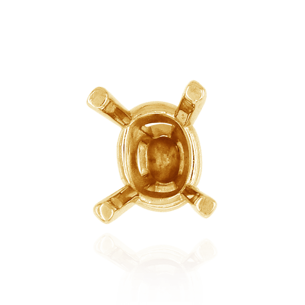 Four Prong Oval Tapered Settings With Peg in Sterling Silver (5.00 x 3.00 mm - 12.00 x 10.00 mm)