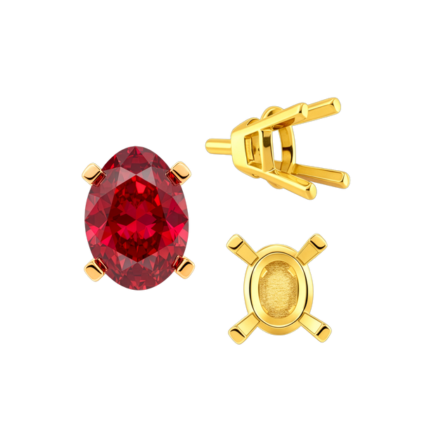 Four Prong Oval Tapered Settings With Peg in 14K Gold (5.00 x 3.00 mm - 12.00 x 10.00 mm)