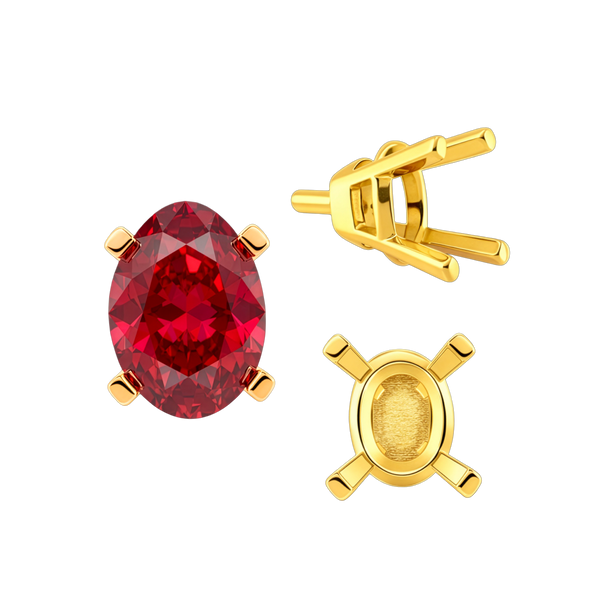 Four Prong Oval Tapered Settings With Peg in 14K Gold (5.00 x 3.00 mm - 12.00 x 10.00 mm)