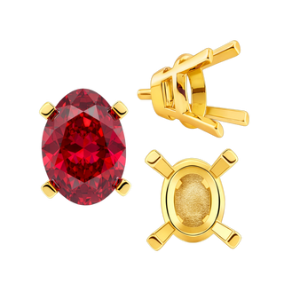 Four Prong Oval Tapered Settings With Peg in 14K Gold (5.00 x 3.00 mm - 12.00 x 10.00 mm)