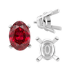 Four Prong Oval Tapered Settings With Peg in Sterling Silver (5.00 x 3.00 mm - 12.00 x 10.00 mm)