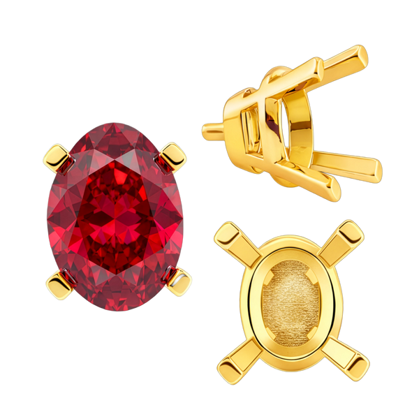 Four Prong Oval Tapered Settings With Peg in 14K Gold (5.00 x 3.00 mm - 12.00 x 10.00 mm)