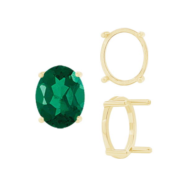 Four Prong Oval Single Base Settings in 14K Gold (5.00 x 3.00 mm - 28.00 x 21.00 mm)