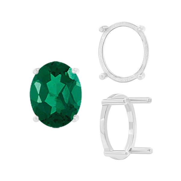 Four Prong Oval Single Base Settings in Sterling Silver (5.00 x 3.00 mm - 28.00 x 21.00 mm)