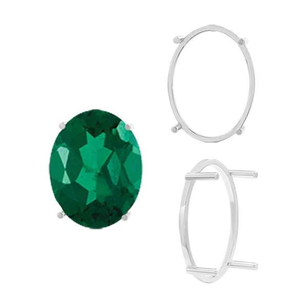 Four Prong Oval Single Base Settings in Sterling Silver (5.00 x 3.00 mm - 28.00 x 21.00 mm)