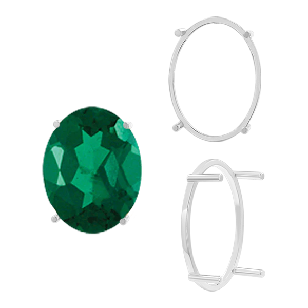 Four Prong Oval Single Base Settings in Sterling Silver (5.00 x 3.00 mm - 28.00 x 21.00 mm)