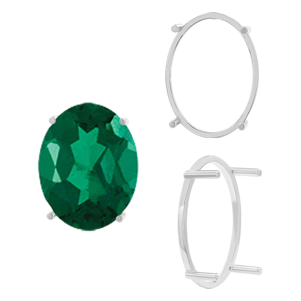 Four Prong Oval Single Base Settings in Sterling Silver (5.00 x 3.00 mm - 28.00 x 21.00 mm)