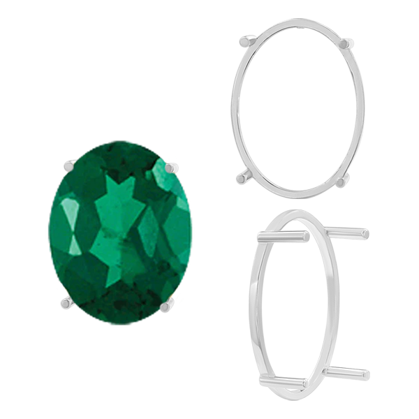 Four Prong Oval Single Base Settings in Sterling Silver (5.00 x 3.00 mm - 28.00 x 21.00 mm)