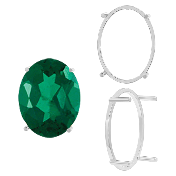 Four Prong Oval Single Base Settings in Sterling Silver (5.00 x 3.00 mm - 28.00 x 21.00 mm)