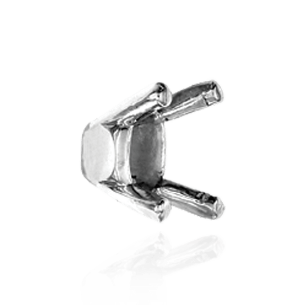 Four Prong Oval Tapered Settings With Pads in Sterling Silver (5.00 x 3.00 mm - 16.00 x 12.00 mm)