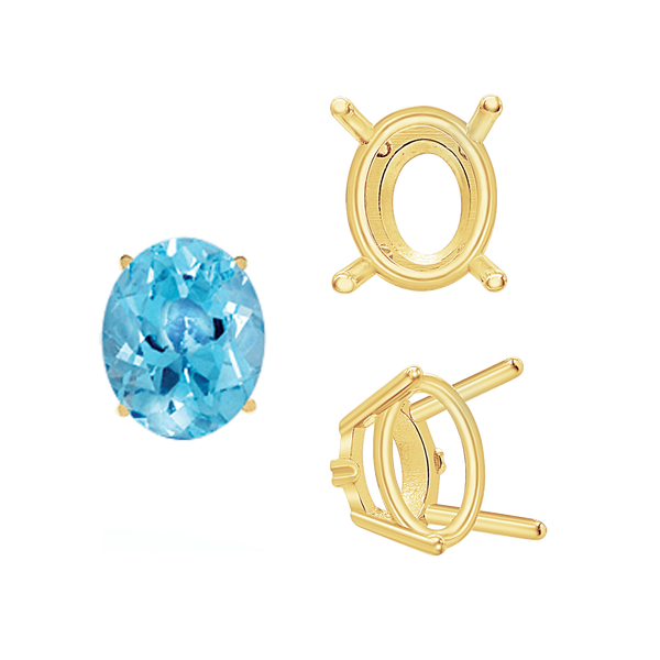 Four Prong Oval Wire Basket Settings With Pads in 18K Gold (5.00 x 3.00 mm - 12.00 x 10.00 mm)