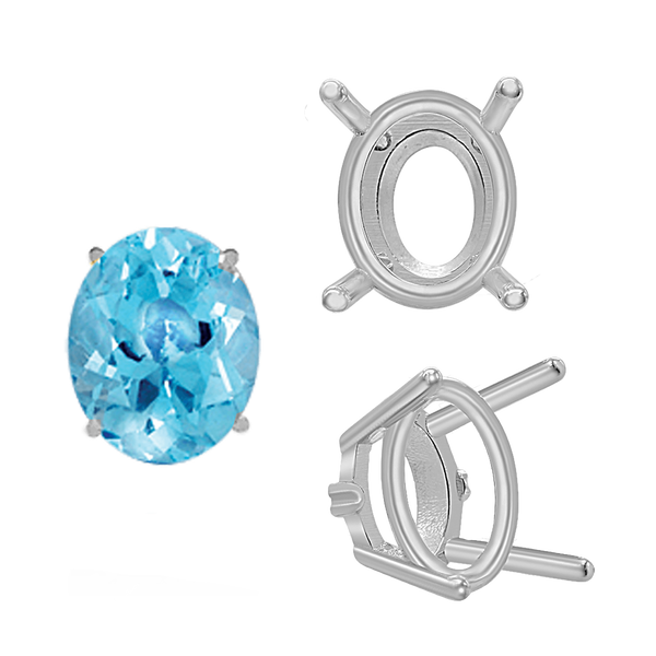 Four Prong Oval Wire Basket Settings With Pads in 18K Gold (5.00 x 3.00 mm - 12.00 x 10.00 mm)