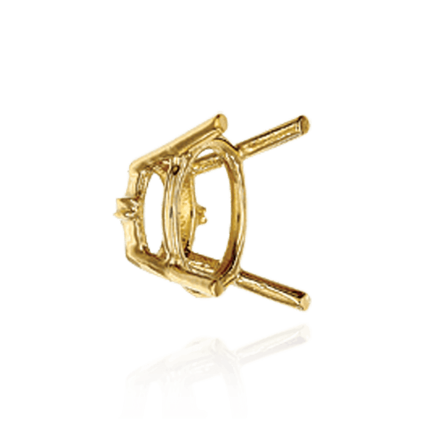 Four Prong Oval Wire Basket Settings With Pads in 18K Gold (5.00 x 3.00 mm - 12.00 x 10.00 mm)