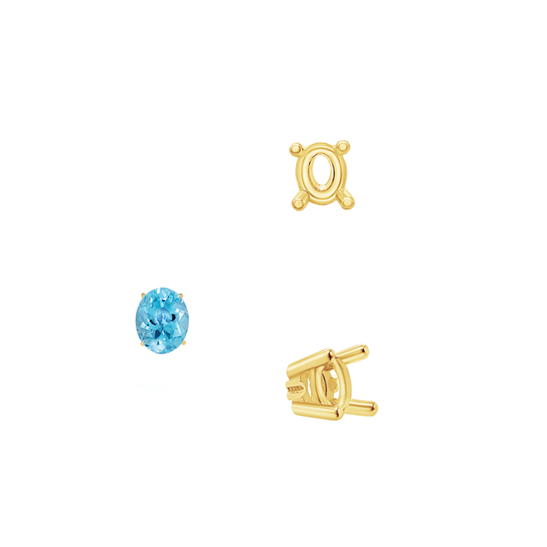 Four Prong Oval Wire Basket Settings With Pads in 18K Gold (5.00 x 3.00 mm - 12.00 x 10.00 mm)