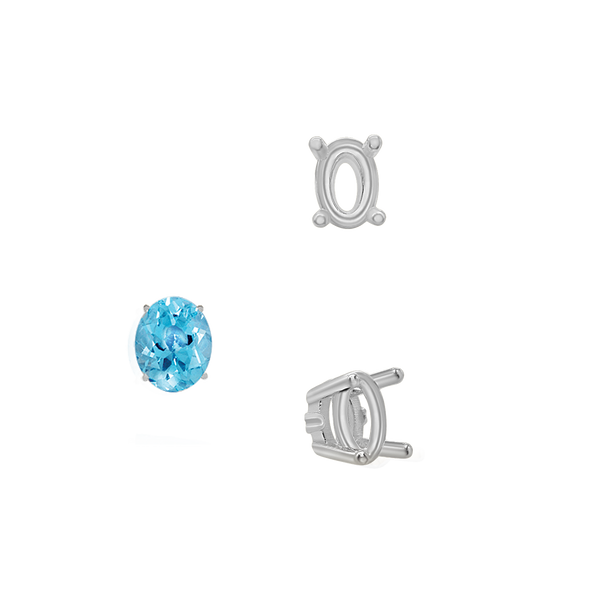 Four Prong Oval Wire Basket Settings With Pads in 18K Gold (5.00 x 3.00 mm - 12.00 x 10.00 mm)