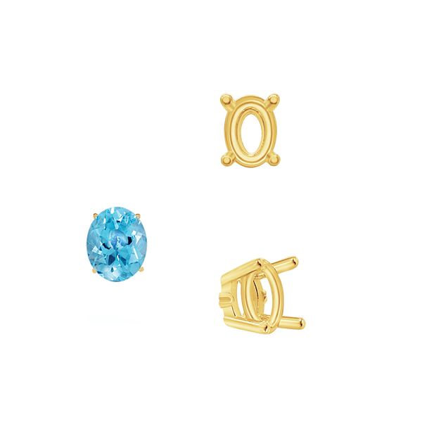 Four Prong Oval Wire Basket Settings With Pads in 18K Gold (5.00 x 3.00 mm - 12.00 x 10.00 mm)