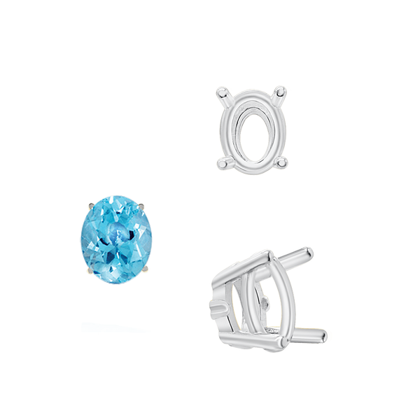 Four Prong Oval Wire Basket Settings With Pads in 18K Gold (5.00 x 3.00 mm - 12.00 x 10.00 mm)