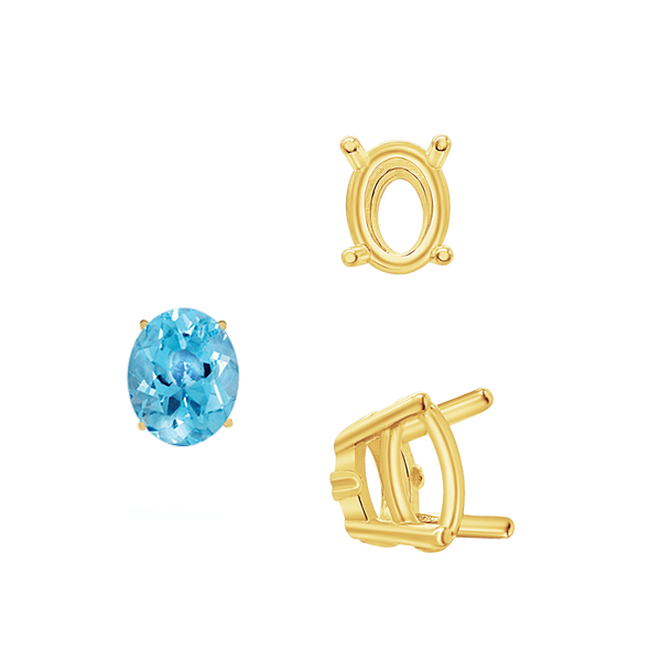 Four Prong Oval Wire Basket Settings With Pads in 18K Gold (5.00 x 3.00 mm - 12.00 x 10.00 mm)