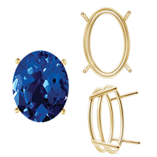 Four Prong Oval Wire Basket Settings in 18K Gold (3.00 x 2.00 mm - 13.00 x 9.00 mm)